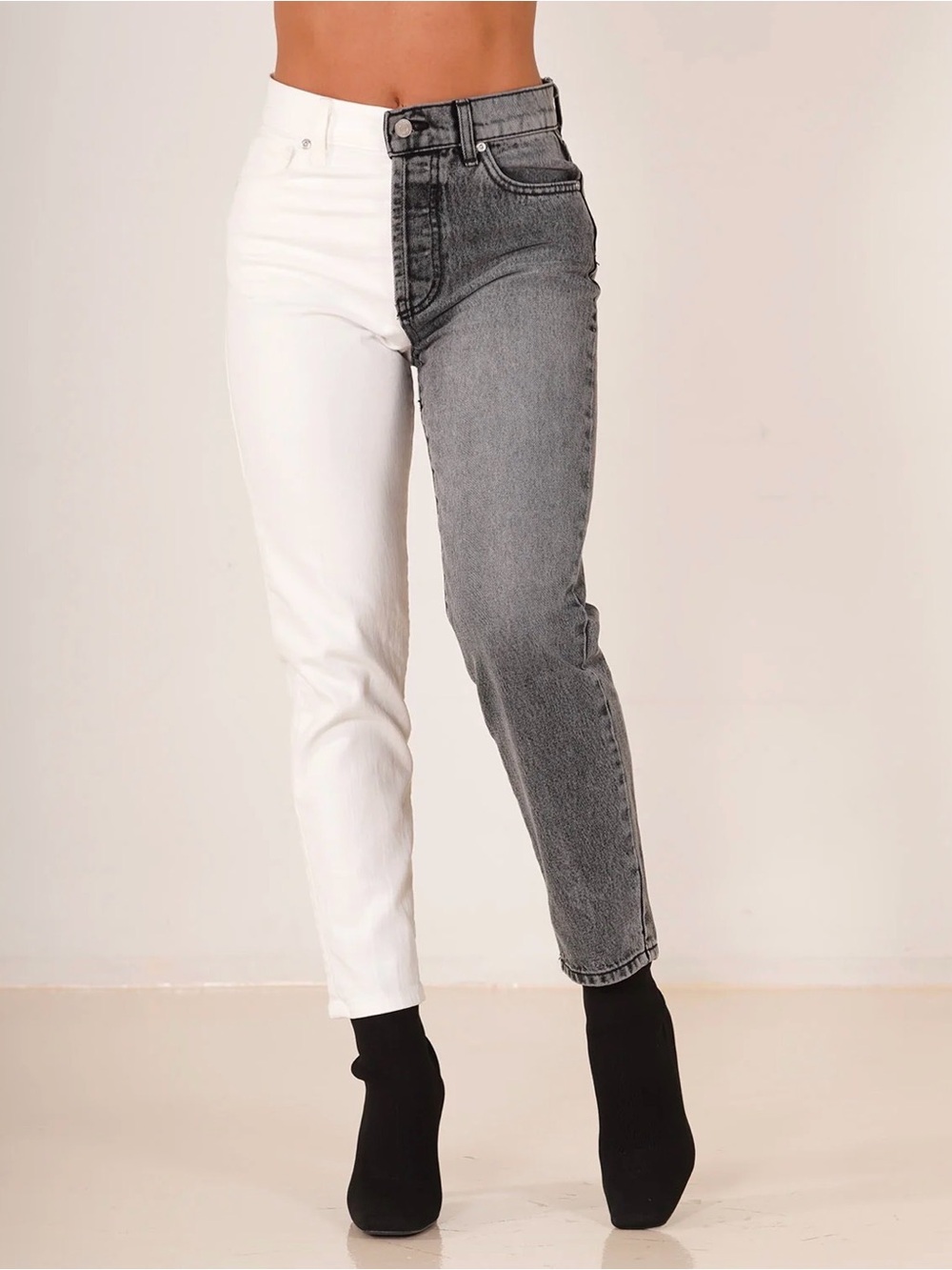 REVICE Denim Women’s Two-Tone Black & White Straight Leg Jeans